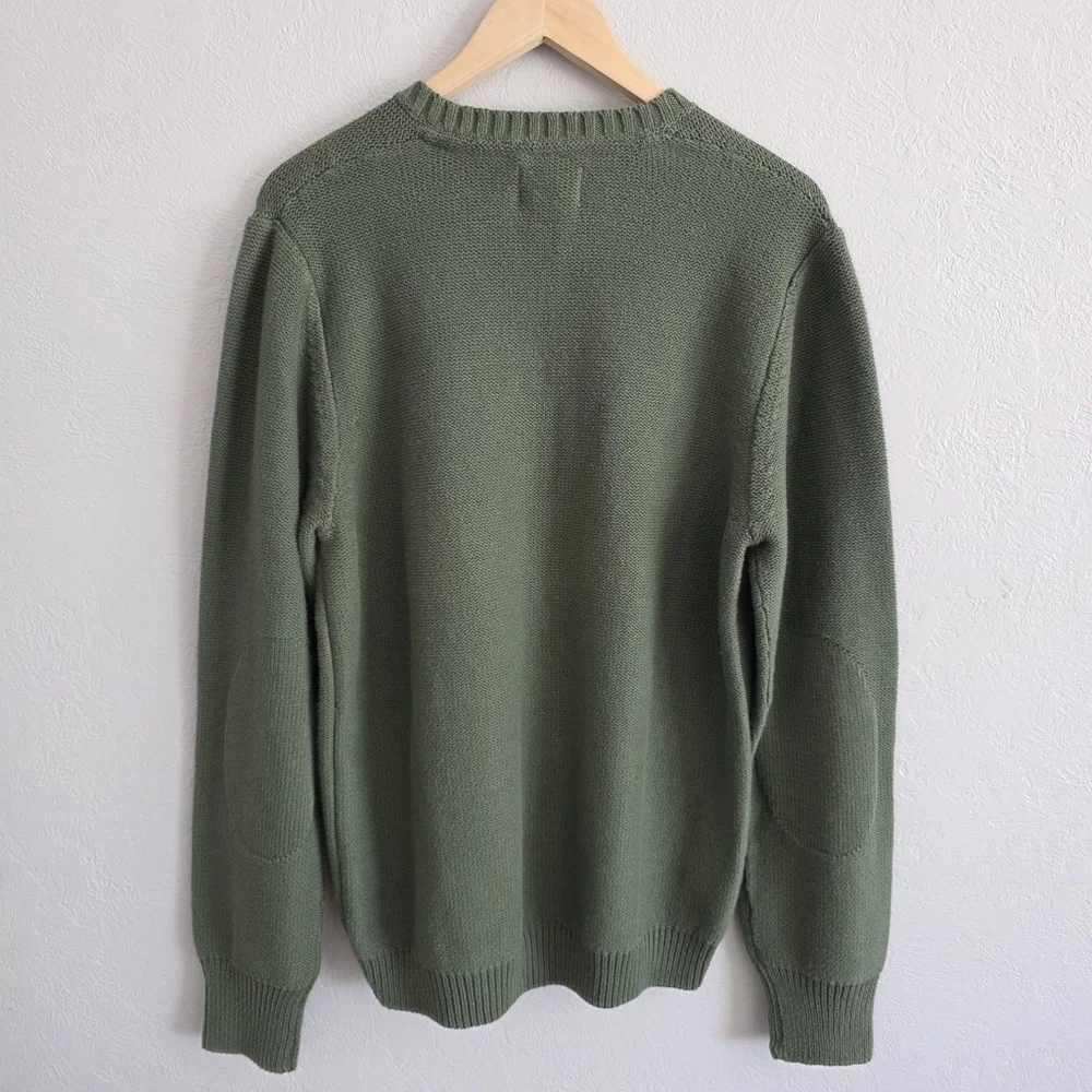 Lucky Brand Mens V Neck Green Cotton Knit Long Sleeve Preppy Sweater Sz LG NEW
